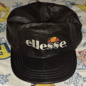 80s Ellesse Leather Cap Hat Vintage 1980s Italian Italy British Sportswear